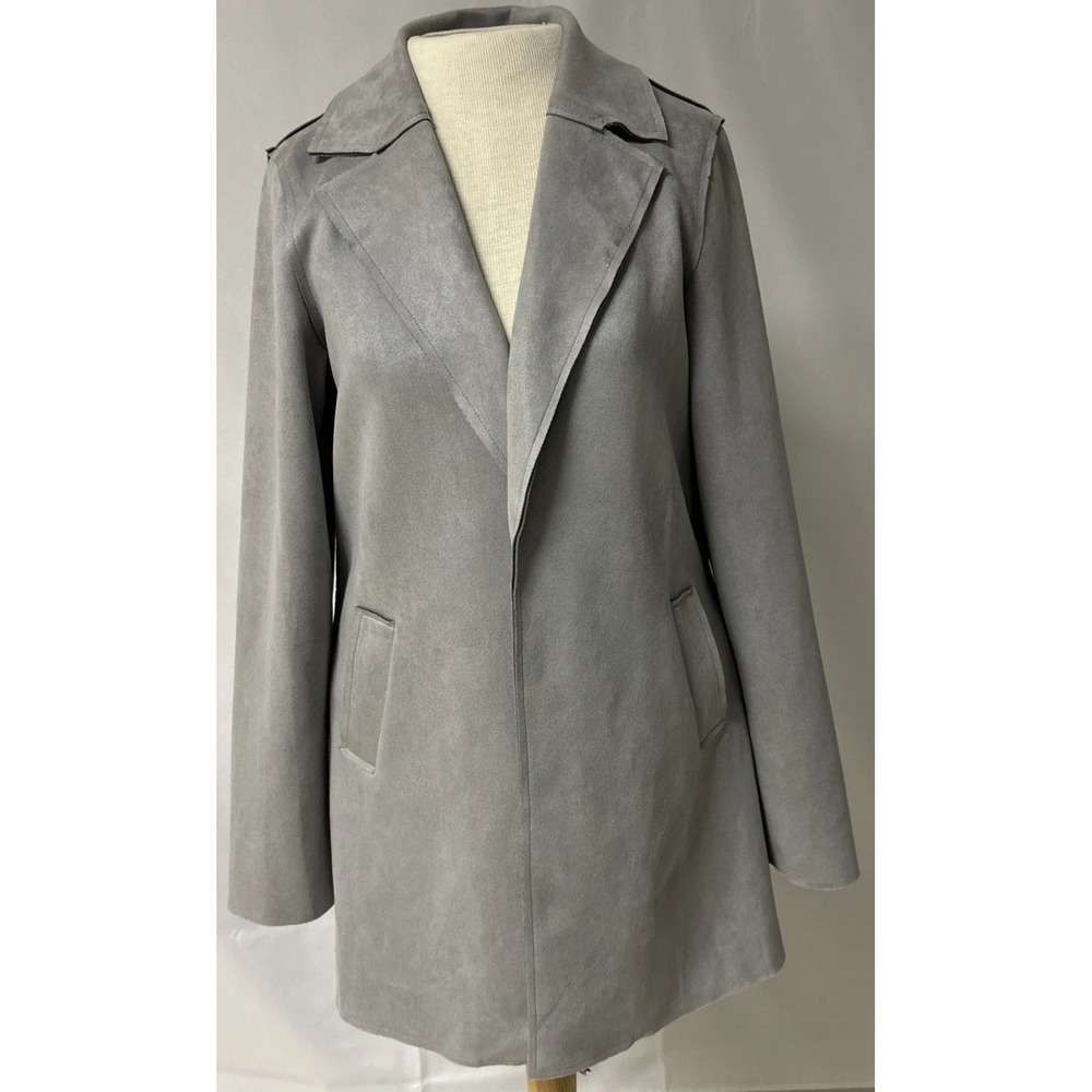 DKNY Grey Open Front Faux Suede Jacket Women's Sz 8
